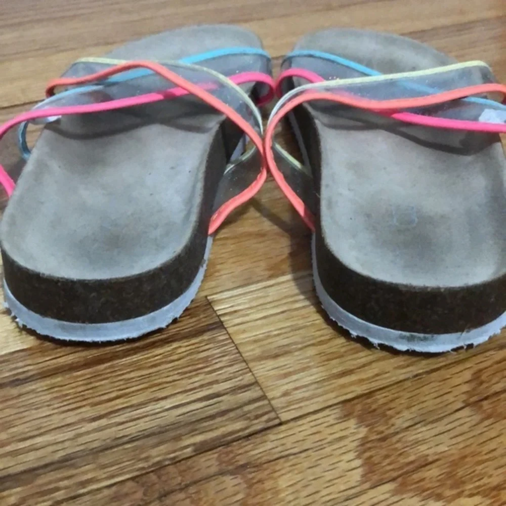 Childrens place criss cross sandals neon colors vibrant girls size 12 slip‎ on